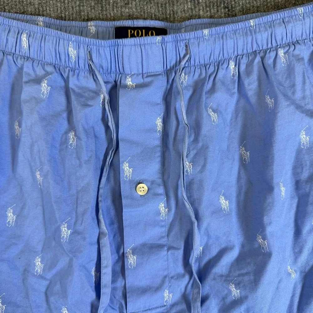 Polo Ralph Lauren Mens 3X Blue Pony Print Sleepwear Lounge Shorts Cotton